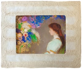 ルドン「ヴィオレット・ハイマンの肖像」と和紙ックセット（小サイズ）　卓上アクリルスタンド付き　和紙柄OIZU