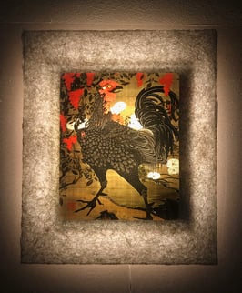 伊藤若冲「南天雄鶏図」と和紙ックセット　和紙柄AWATABE