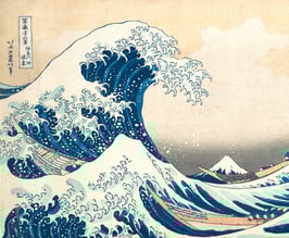 葛飾北斎　富嶽三十六景「神奈川沖浪裏」作品のみ　※和紙に印刷