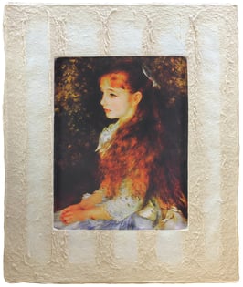 ルノワール「少女イレーヌ」と和紙ックセット（小サイズ）　卓上アクリルスタンド付き　和紙柄OIZU