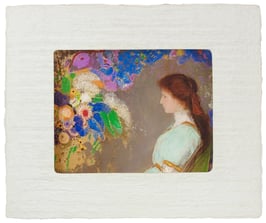 ルドン「ヴィオレット・ハイマンの肖像」と和紙ックセット（小サイズ）　卓上アクリルスタンド付き　和紙柄OOTAKI