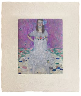 クリムト「メーダ・プリマヴェージの肖像」と和紙ックセット（小サイズ）　卓上アクリルスタンド付き　和紙柄AWATABE