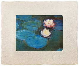 モネ「睡蓮2」と和紙ックセット（小サイズ）　卓上アクリルスタンド付き　和紙柄AWATABE