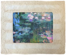 モネ「睡蓮」と和紙ックセット（小サイズ）　卓上アクリルスタンド付き　和紙柄OIZU