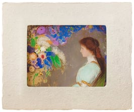 ルドン「ヴィオレット・ハイマンの肖像」と和紙ックセット（小サイズ）　卓上アクリルスタンド付き　和紙柄AWATABE