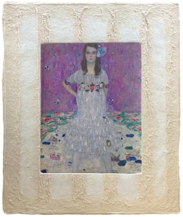 クリムト「メーダ・プリマヴェージの肖像」と和紙ックセット（小サイズ）　卓上アクリルスタンド付き　和紙柄OIZU