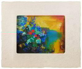 ルドン「花の中のオフィーリア」と和紙ックセット（小サイズ）　卓上アクリルスタンド付き　和紙柄AWATABE