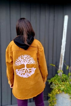 Veste jean camel" Arbre de vie"