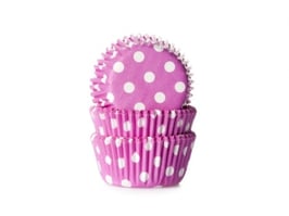 MINI papirčki za mafine - pink z belimi pikami