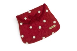 Toaletna torbica - rdeča z belimi pikicami