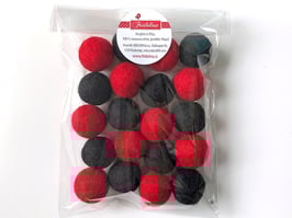 Set 20 barvnih kroglic iz filca - rdeče črn