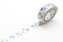 Washi lepilni trak - heart stamp blue