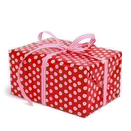 Zavijalni papir - rdeč z belimi pikicami