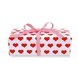 Zavijalni papir - bel z rdečimi srčki