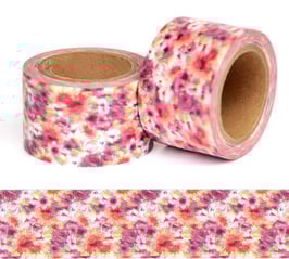 Washi lepilni trak - širok – roza cvetlični vzorec