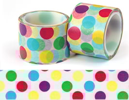 Washi lepilni trak - širok z veliki barvnimi pikami