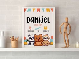 Individualizirana grafika ob rojstvu otroka z živalicami na zabavi
