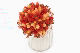 Okrogli šopek s suhim cvetjem v oranžnih tonih