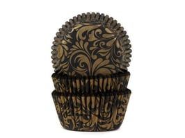 Papirčki za mafine - črni z zlatimi viticami