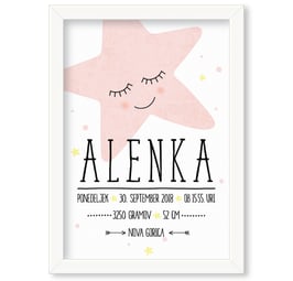 Individualizirana grafika ob rojstvu deklice z motivom zvezde "Alenka"