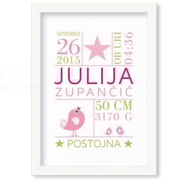 Individualizirana grafika ob rojstvu deklice z motivom krone "Julija"