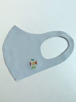 お守りマスク（こま　カラフル赤）ーK02