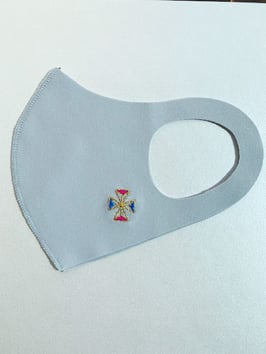 お守りマスク（こま　青ピンク）ーK04