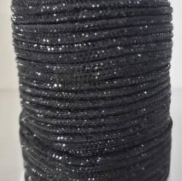 Cordino Strass 4mm Nero/Nero 1 metro