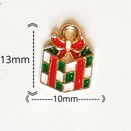 Ciondolo Natale Pacco Dono 10x13mm
