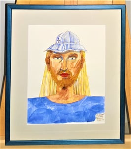 Goldammer, Karl Originale Zeichnung - Portrait Karpathos 1976