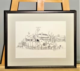 Goldammer, Karl Originale Zeichnung - Schiffskajüte 1980