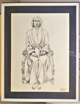 Goldammer, Karl Originale Zeichnung - Portrait im Sessel, 1980