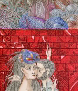 Hutter, Wolfgang - Liebendes Paar vor der Steinmauer