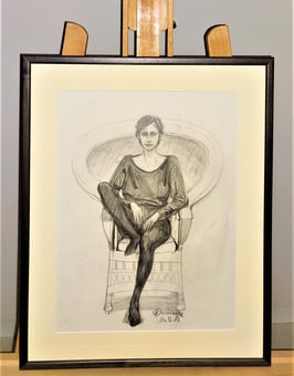 Goldammer, Karl Originale Zeichnung - Frau im Sessel 1982