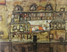 Schiele, Egon - House wall on the theo river