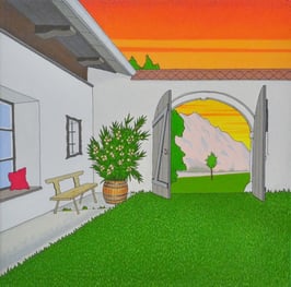 Fuchs, Gerhard Stefan - Offenes Hoftor Abendstimmung