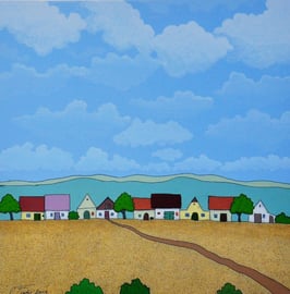 Fuchs, Gerhard Stefan - Kellerzeile mit Wolken Frühabendstimmung