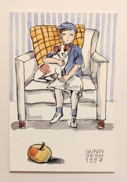 Groh, Gundi - Mädchen mit Sophie/Hund auf der Bank