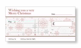 Jumbo Christmas Gift Cheque - Snow Flakes Red