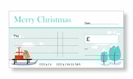 Jumbo Christmas Gift Cheque - Sleigh & Christmas Trees