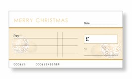 Jumbo Christmas Gift Cheque - Gold Baubles