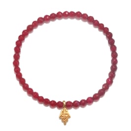 SATYA Stretcharmband Fuchsia Achat - Hamsa