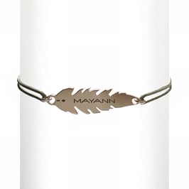 Bracelet cordon Plume - argent