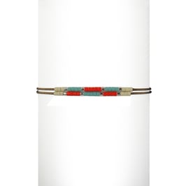 Bracelet cordon perles - Turquoise/Orange