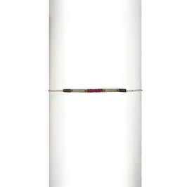 Bracelet chaine perles - Mauve/Kaki