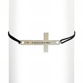 Bracelet cordon Croix - argent