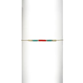 Bracelet chaine perles - Turquoise/Orange