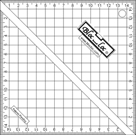 Half Square Triangle Ruler (HST) metrisch 15 cm x 15 cm, Bloc_Loc