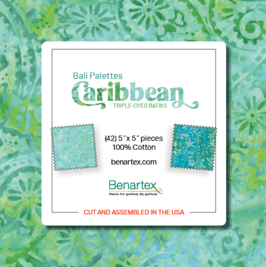 5in Squares Bali Palettes Caribbean, Batik, Benartex
