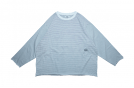 Pin stripe cut off long tee WHITE（ホワイト）